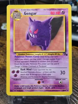 Pokemon TCG: Gengar Fossil Card 20/62 WOTC 1999 Non-Holo LP Condition - Image 1