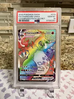 Charizard VMAX Rainbow Rare Holo Card 74/73 Champions Path Secret Rare PSA 10 - Image 1