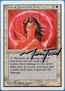 Circle of Protection: Red Unlimited NM Common SIGNED CARD (505024) ABUGames - Image 1