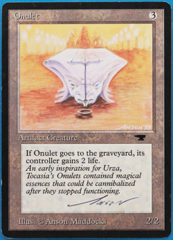 Onulet Antiquities NM Artifact Uncommon SIGNED MAGIC CARD (ID# 504999) ABUGames - Image 1
