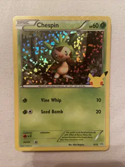 Chespin Pokemon Card McDonalds 6/25 HOLO NM/Mint 2021 25th Anniversary - Image 1