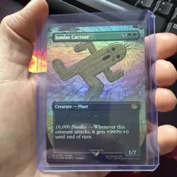 MTG - Jumbo Cactuar (Borderless) Final Fantasy Foil NM Pack Fresh - Image 1