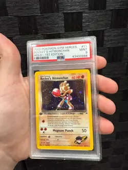 PSA MINT 9 Pokemon 2000 Gym Heroes Rocket's Hitmonchan Holo 1st Edition #11 - Image 1