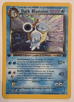 1st Edition Dark Blastoise 3/82 Team Rocket Holo Rare Pokemon Card TCG Swirl MP - Image 1