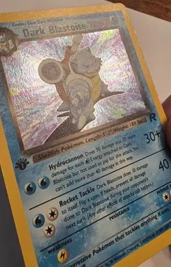 1st Edition Dark Blastoise 3/82 Team Rocket Holo Rare Pokemon Card TCG Swirl MP - Image 2