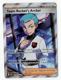 Team Rocket's Archer 223/182 Sv10: Destined Rivals Holo Rare Pokemon TCG NM - Image 1