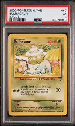 2000 POKEMON BASE SET 2 #67 BULBASAUR PSA 5 - Image 1