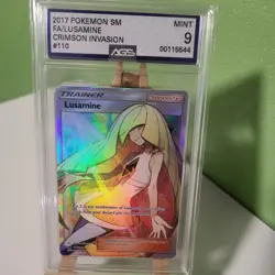 Pokemon Sun & Moon Crimson Invasion Lusamine #110 Full Art AGS 9 Mint Trainer - Image 1