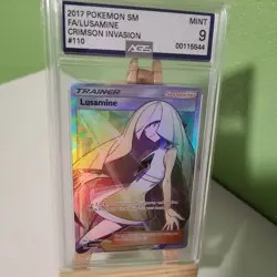 Pokemon Sun & Moon Crimson Invasion Lusamine #110 Full Art AGS 9 Mint Trainer - Image 2