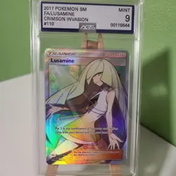 Pokemon Sun & Moon Crimson Invasion Lusamine #110 Full Art AGS 9 Mint Trainer - Image 3