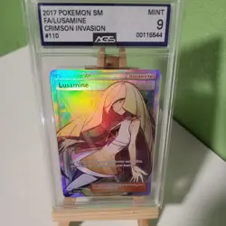 Pokemon Sun & Moon Crimson Invasion Lusamine #110 Full Art AGS 9 Mint Trainer - Image 4