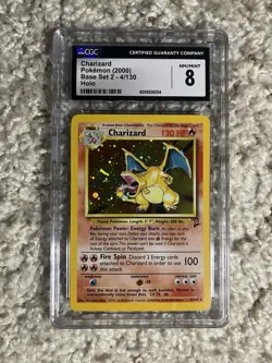 Charizard CGC 8 Pokemon WOTC 2000 Base Set 2 #4 Cosmos Holo & Partial Wing Swirl - Image 1