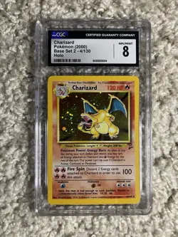 Charizard CGC 8 Pokemon WOTC 2000 Base Set 2 #4 Cosmos Holo & Partial Wing Swirl - Image 2
