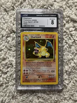 Charizard CGC 8 Pokemon WOTC 2000 Base Set 2 #4 Cosmos Holo & Partial Wing Swirl - Image 3