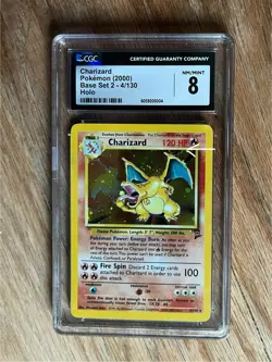 Charizard CGC 8 Pokemon WOTC 2000 Base Set 2 #4 Cosmos Holo & Partial Wing Swirl - Image 4