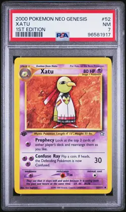 2000 POKEMON NEO GENESIS 1ST EDITION #52 XATU PSA 7 - Image 1