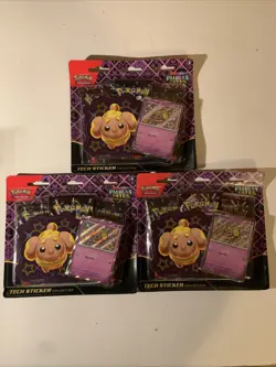 Pokemon TCG Paldean Fates Tech Sticker Collection 3 Pack Blister Lot of 3 Sealed - Image 1