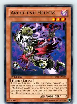 Archfiend Heiress Rare 1st Edition JOTL-EN029 LP - Image 1