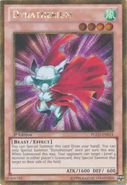 Yugioh! LP Dynatherium - PGLD-EN014 - Gold Secret Rare - 1st Edition Lightly Pla - Image 1