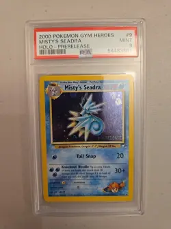 2000 Pokemon Gym Heroes Misty's Seadra Holo Prerelease Card PSA 9 - Image 1