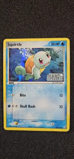 Pokemon TCG EX Crystal Guardians Squirtle Card 64/100 2006 (Creased) - Image 1