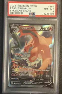 Charizard V Alt Pokemon Brilliant Stars Alt Art Card #154/172 PSA 8 - Image 1