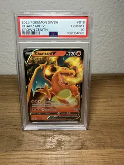 Graded PSA 10 2022 Pokemon SWSH Charizard V Brilliant Stars #017 GEM MT - Image 1
