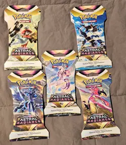 Pokemon Sword & Shield Astral Radiance Sleeved Booster Pack Art Set Of 5 - Image 1