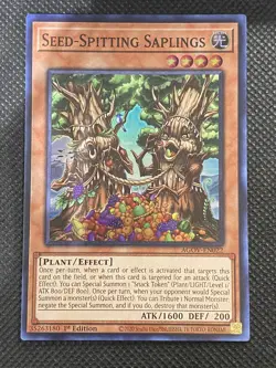 YuGiOh! - Seed-Spitting Saplings AGOV-EN022 Super Rare 1st Edition Near Mint - Image 1