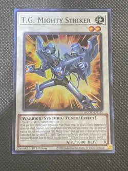 YuGiOh! - T.G. Mighty Striker AGOV-EN034 Super Rare 1st Edition Near Mint - Image 1