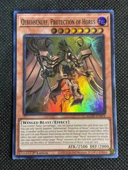 YuGiOh! - Qebehsenuef, Protection of Horus AGOV-EN014 Super Rare 1st Edition NM - Image 1