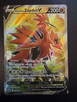 Galarian Zapdos V 172/198 Full Art Ultra Rare | Chilling Reign | Pokemon Card - Image 1