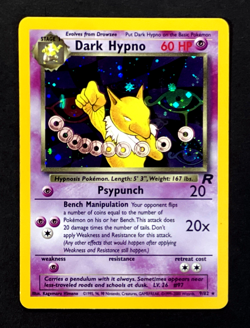 2000 Pokemon DARK HYPNO Team Rocket HOLO RARE Unlimited Edition Card 9/82 SWIRL - Image 1