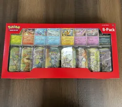 Pokemon TCG Prismatic Evolutions 8 Mini-Tins Promo Cards Costco Pack New Sealed - Image 1