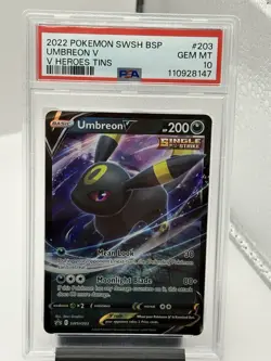 2022 Pokemon Umbreon V Heroes Tins Promo SWSH203 PSA 10 GEM MINT - Image 1