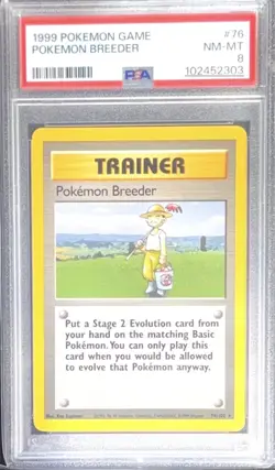 1999 POKEMON BASE UNLIMITED POKEMON BREEDER PSA 8 NM-MT 76/102 - Image 1