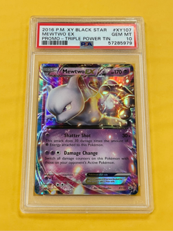 2016 Pokemon XY Triple Power Tin Mewtwo EX BSP Promo #XY107 PSA 10 - Image 1