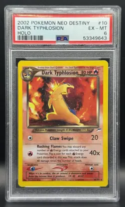 Pokemon TCG PSA 6 Dark Typhlosion Holo Neo Destiny 10/105 *SWIRL ON MOUTH* - Image 1