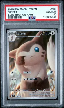 2025 POKEMON JTG EN-JOURNEY TOGETHER ILLUSTRATION RARE #168 FURRET PSA 10 - Image 1