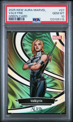 2025 KAKAWOW AURA MARVEL GREEN CARD #27 VALKYRIE 18/25 PSA 10 - Image 1