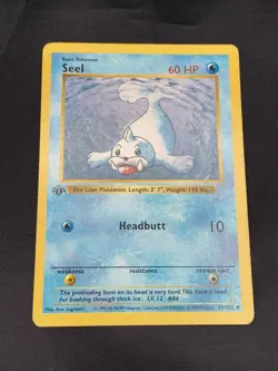 Seel 41/102 1st Edition Shadowless Uncommon Base Set Pokemon Card 1999 WOTC MP - Image 1