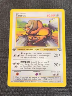 Pokemon TCG Cards 1st Edition Tauros 47/64 Jungle Uncommon Vintage - Image 1