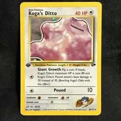 Pokemon TCG Koga's Ditto Holo Rare Card 10/132 Gym Challenge, Unlimited - Image 1