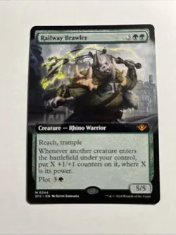 Railway Brawler Extended Art Outlaws of Thunder Junction MTG Plus Bonus Rare!!! - Image 1