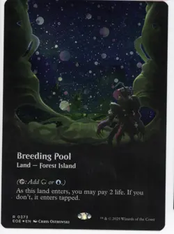 2025 Magic the Gathering Breeding Pool Land Forest Island Borderless Galaxy Foil - Image 1