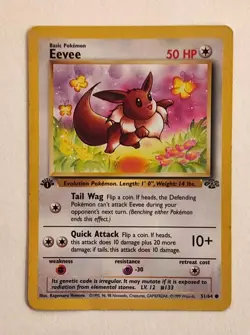 Eevee 1st Edition Vintage Pokemon Card Jungle Set Common 51/64 Near Mint - LP - Image 1