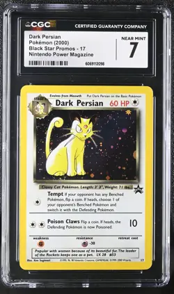 CGC 7 Dark Persian 2000 Black Star Promos 17 Holo Pokemon Card - Image 1