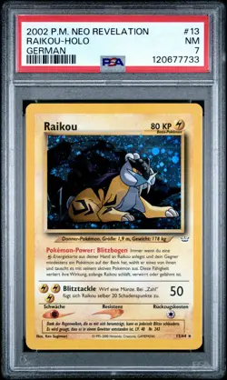 2002 POKEMON GERMAN NEO REVELATION #13 RAIKOU-HOLO PSA 7 - Image 1