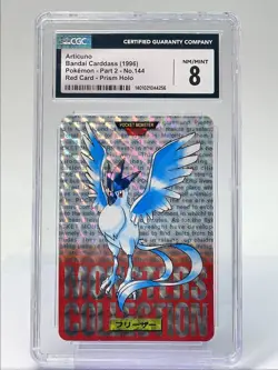 ARTICUNO 1996 POKEMON BANDAI CARDDASS RED PRISM HOLO #144 CGC 8 Q5444 - Image 1