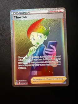 Thorton Rainbow Secret Rare Full Art Trainer 210/196 Lost Origin Card NM Pokemon - Image 1